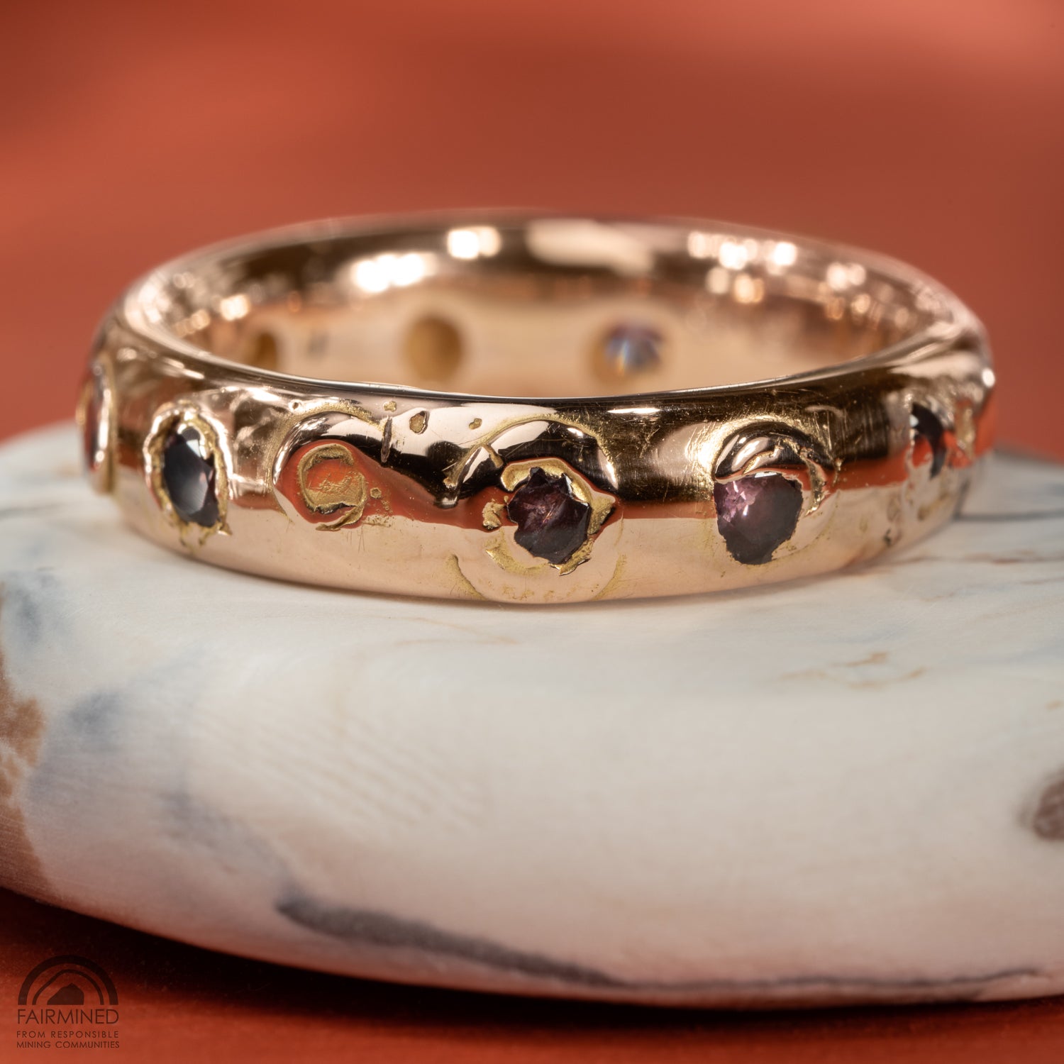Padparadscha Kimberlite Eternity in Fairmined Eco Rose Gold