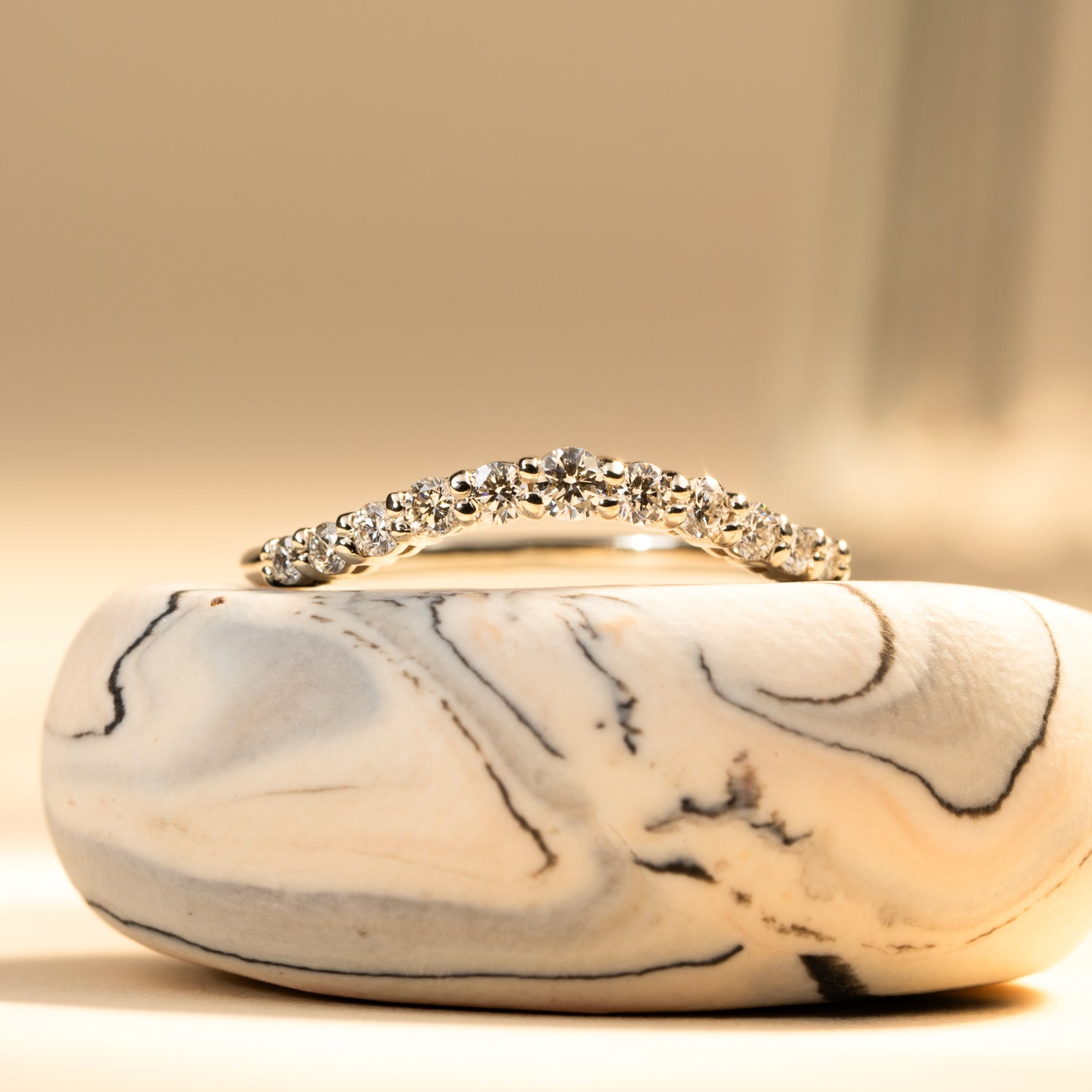 Eclipse Chevron Ring in White Gold