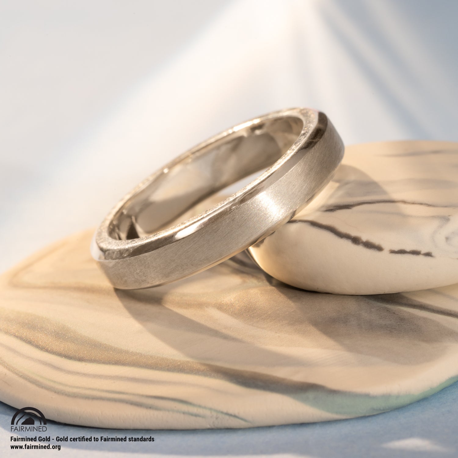 Brushed Bevelled Ring in Fairmined Silver - Malleable Jewellers
