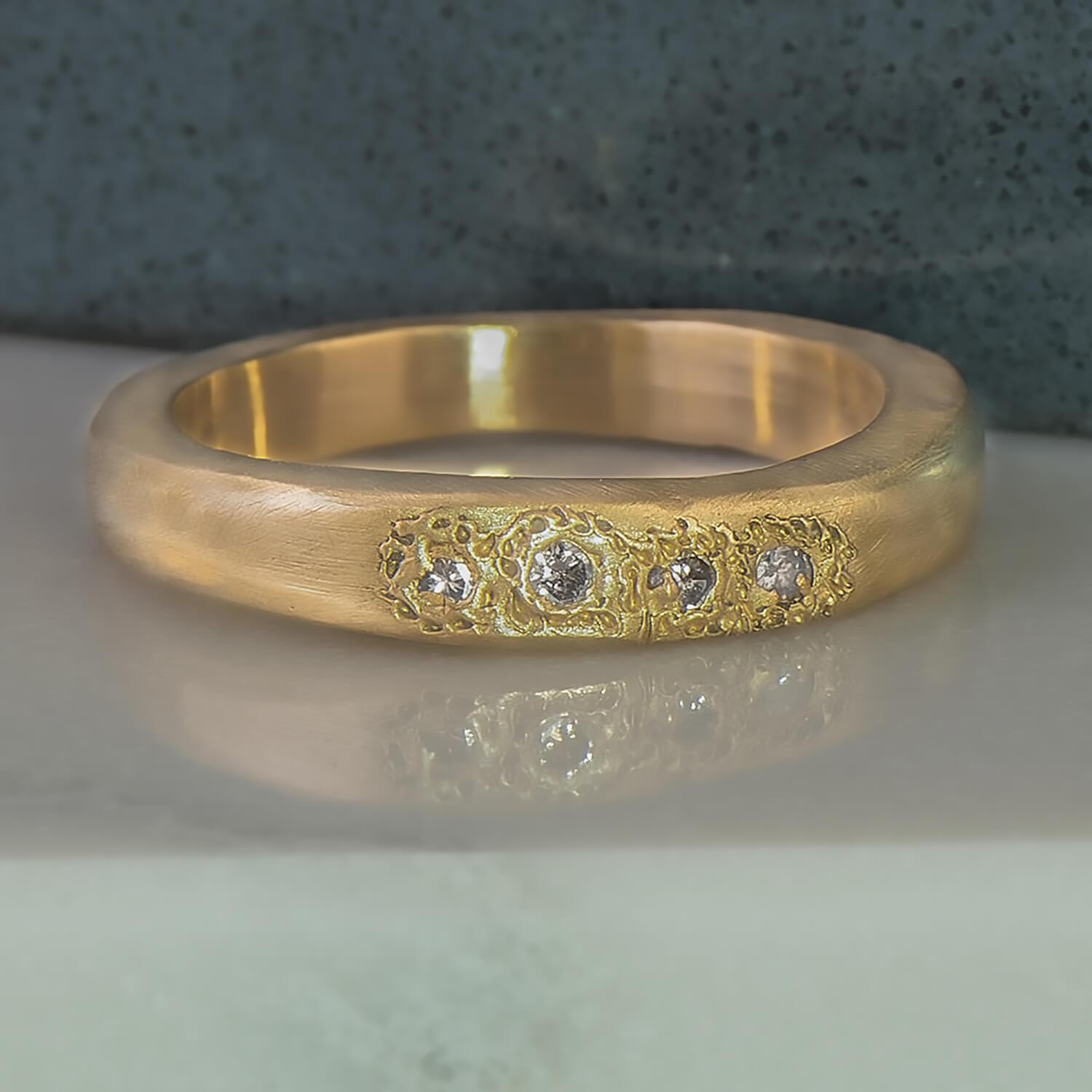 Diamond Signet Ring in Yellow Gold - Malleable Jewellers
