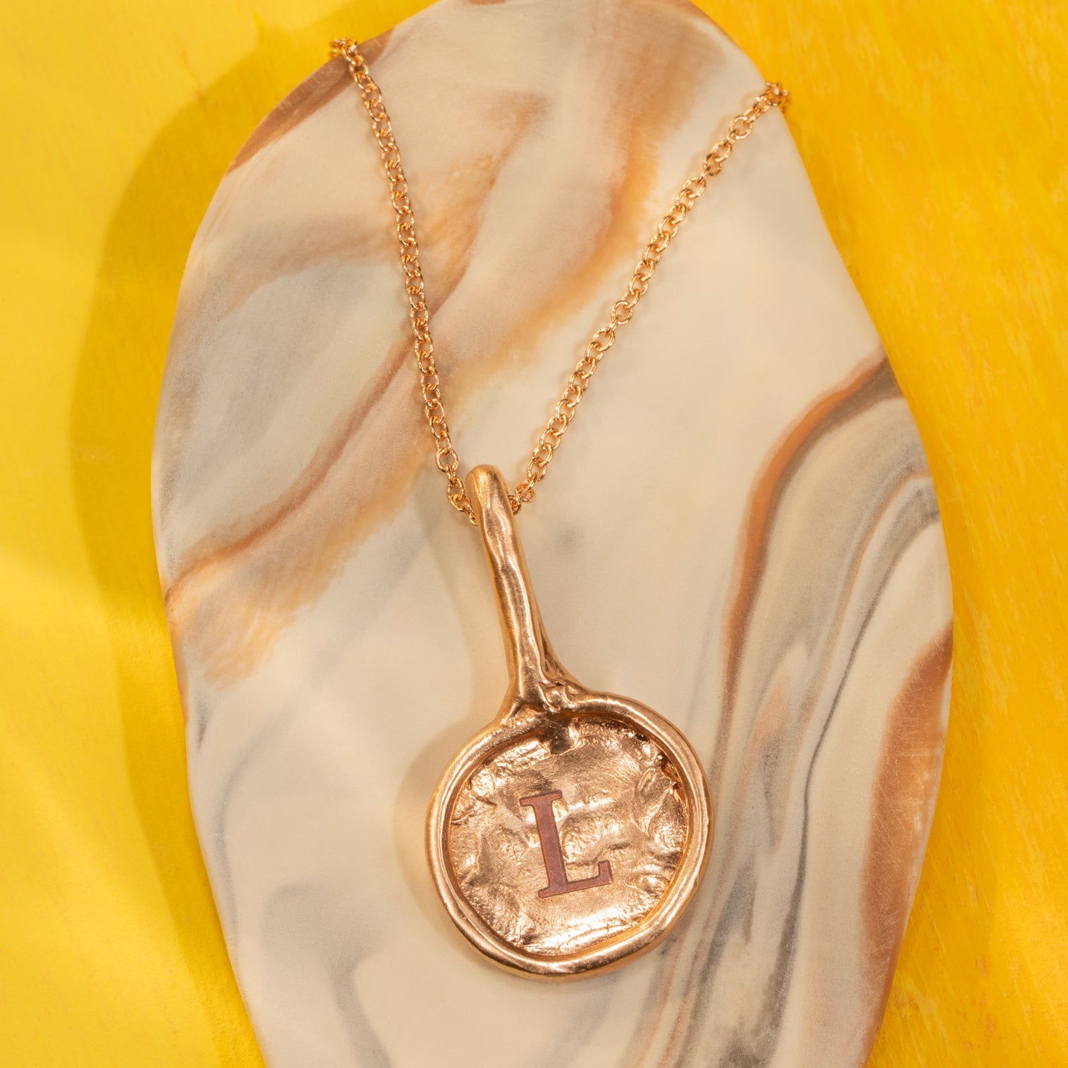 Organic Initial Necklace in Rose Gold - Malleable Jewellers